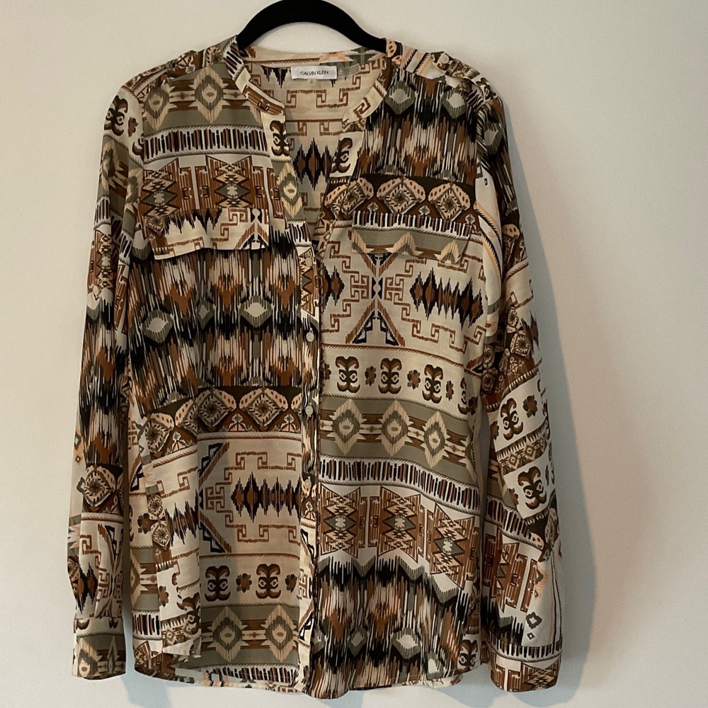 Calvin Klein Multicolor Patterned Casual Button Down Shirt